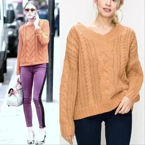 CABLE KNIT OVERSIZED SWEATER - Picture 2 of 4